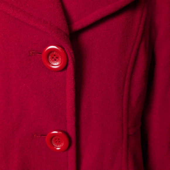 Jessica Simpson Vibrant Red Pea Coat Warm Cozy Button Bell Sleeves Like New - Picture 6 of 13
